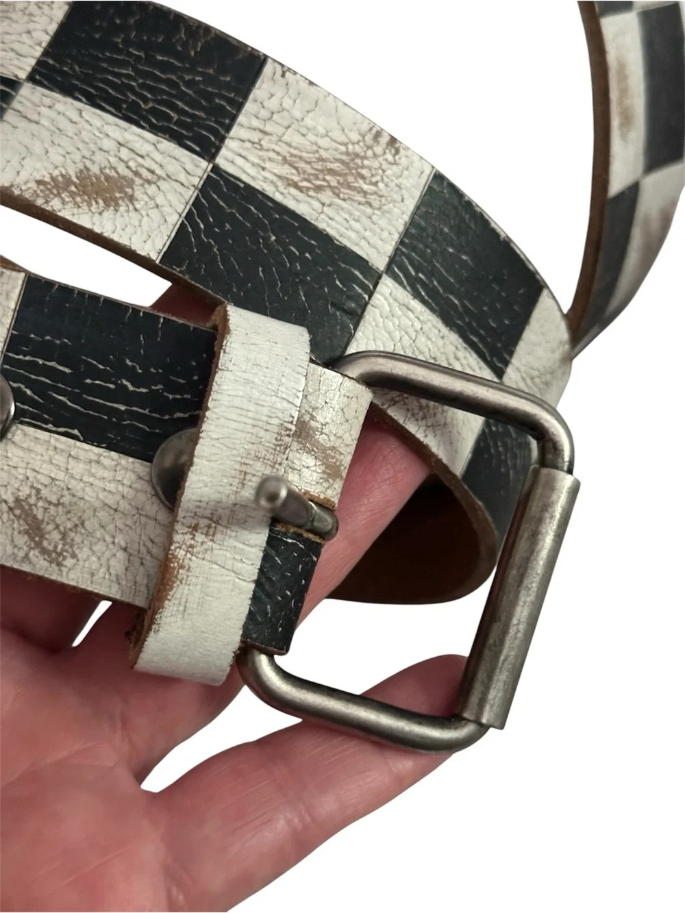 Checkerboard Leather Belt 38”